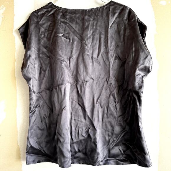 Pure Collection 100% Silk Dolman Blouse Boat Neck Pullover Metallic Gray 8/10 - Picture 4 of 4